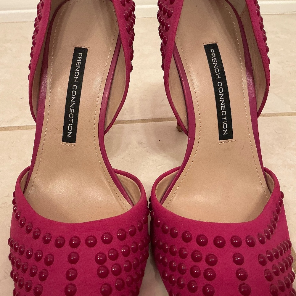French Connection Pink Studded Pointed Toe Heels – Size 8